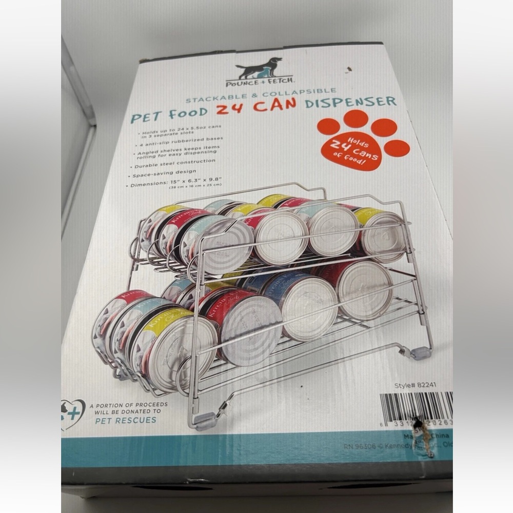 Pounce & Fetch Stackable & Collapsible Pet Food 24 Can Dispenser